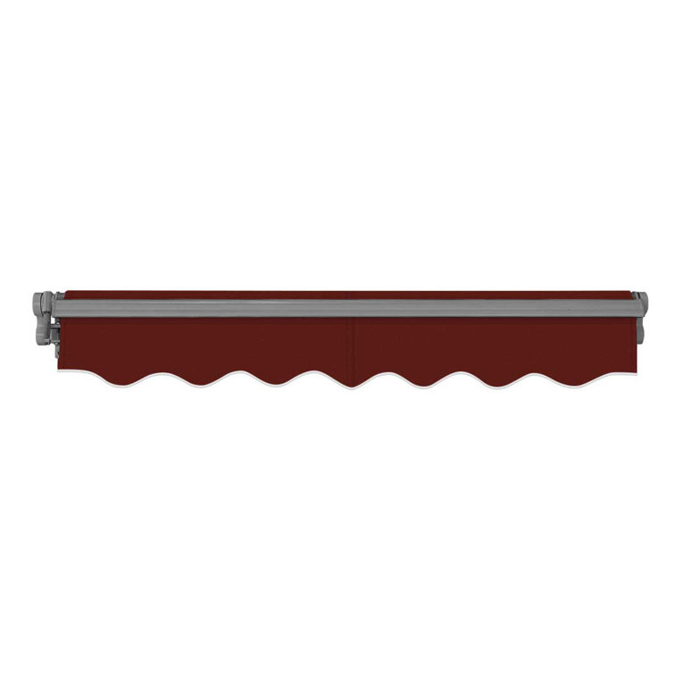Burgundy Metal Cover Retractable Patio Awning with Aluminum Frame