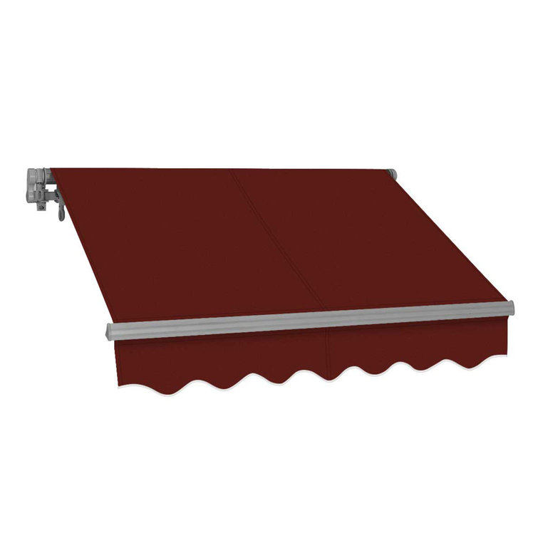Burgundy Metal Cover Retractable Patio Awning with Aluminum Frame