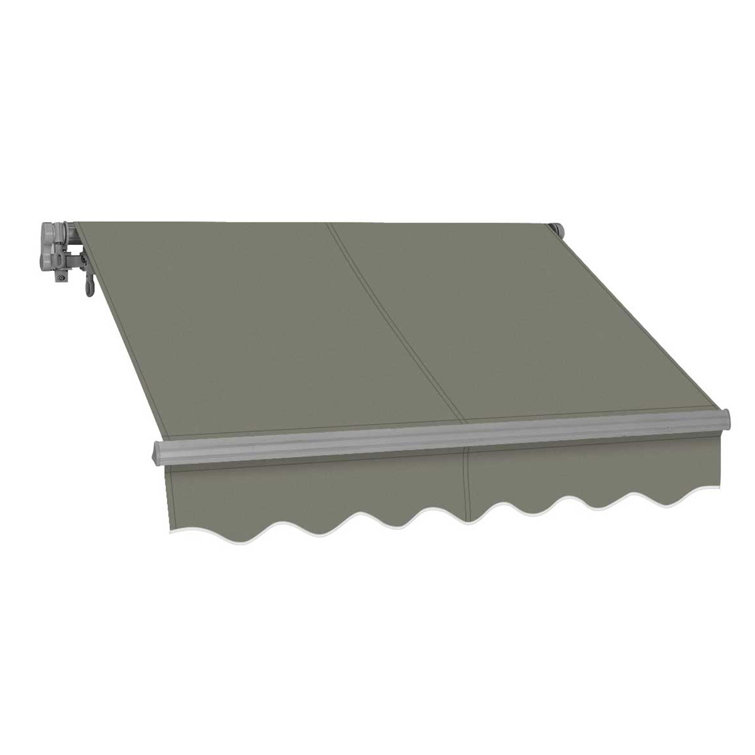 Gray Metal Retractable Patio Awning with Aluminum Frame