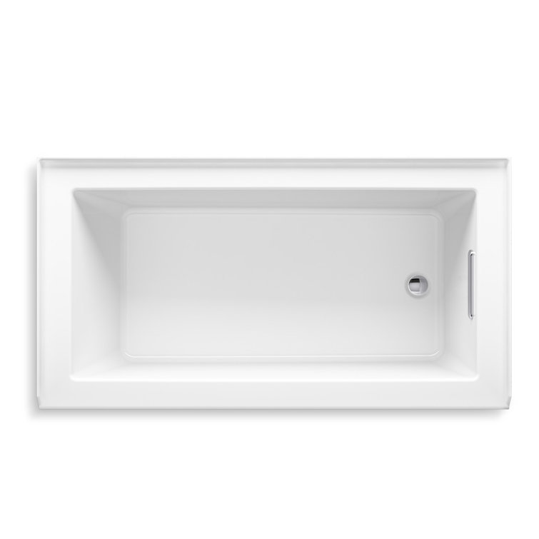 60" White Acrylic Alcove Bath with Right Drain