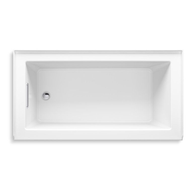 White Acrylic 60" Alcove Soaking Bathtub with Left Drain