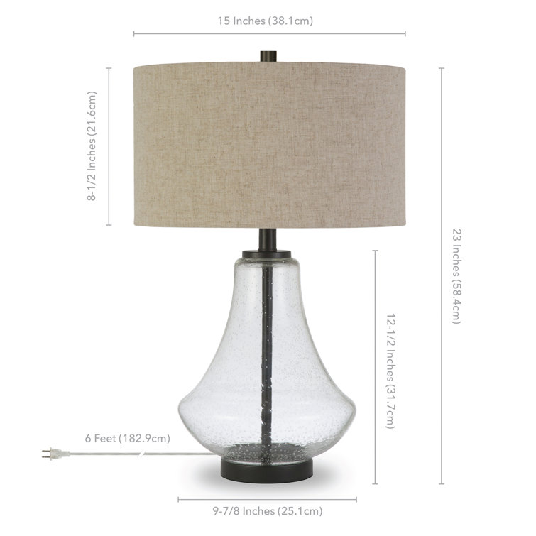 Lagos Seeded Glass 23" Tall Table Lamp with Antique Bronze Finish and Flax Shade