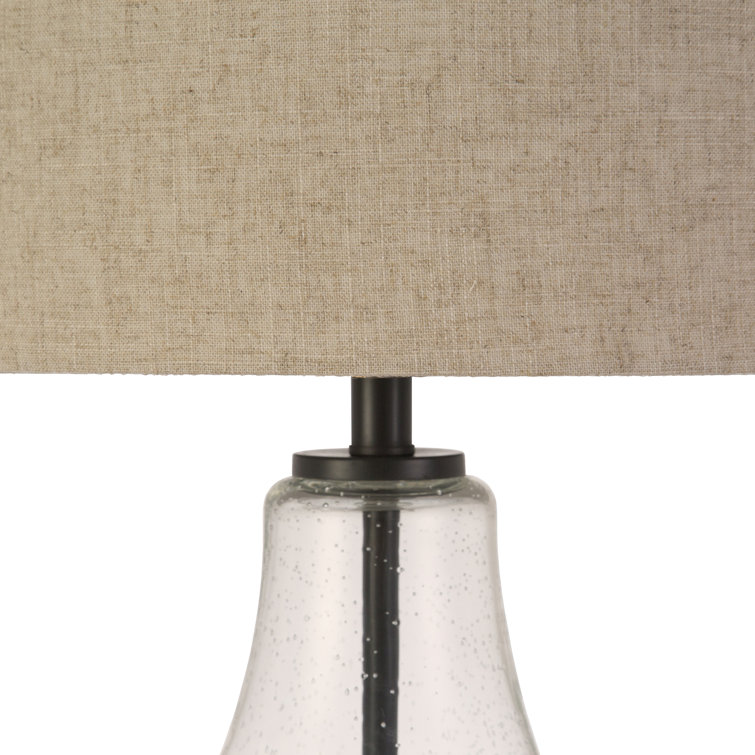 Lagos Seeded Glass 23" Tall Table Lamp with Antique Bronze Finish and Flax Shade