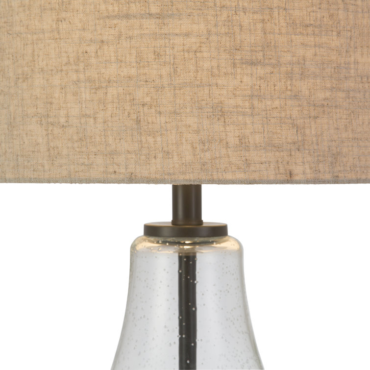 Lagos Seeded Glass 23" Tall Table Lamp with Antique Bronze Finish and Flax Shade
