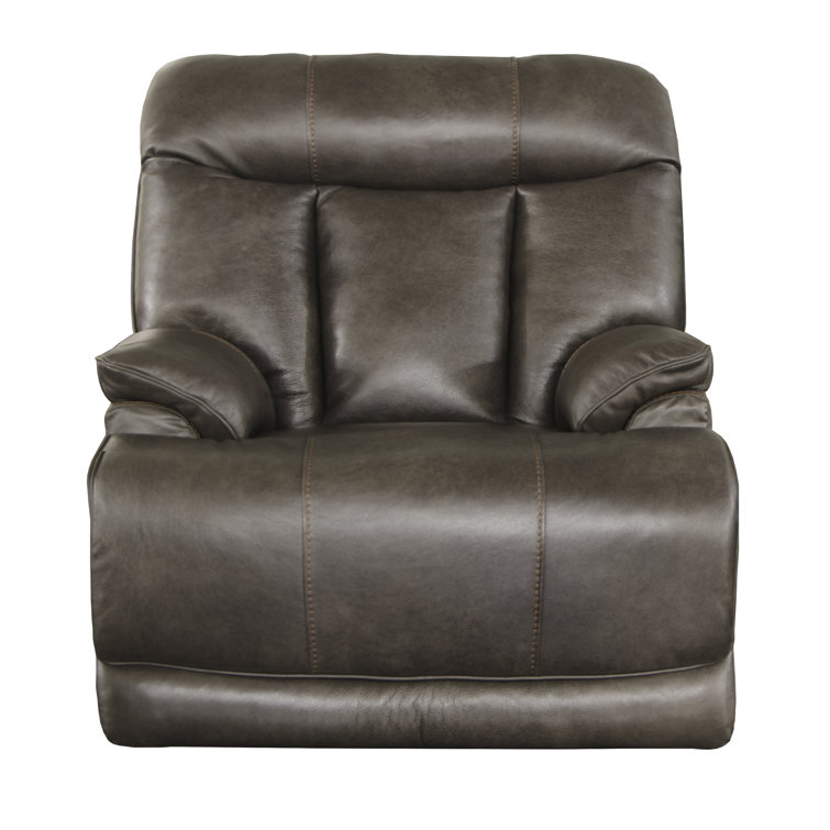 Naples Gray Genuine Leather Power Recliner with Steel Frame