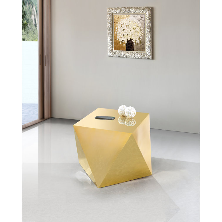 Gemma 20" Gold Stainless Steel Diamond End Table