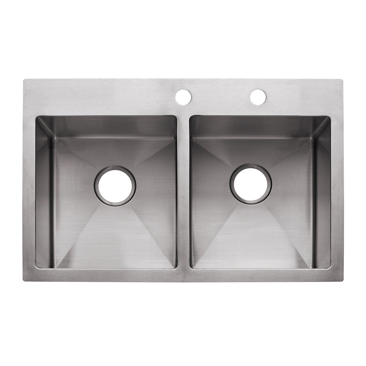 33" Dual Bowl Stainless Steel Drop-In Kitchen Sink