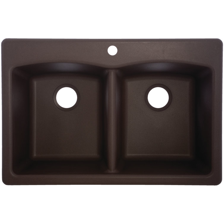 Mocha 33" Dual Mount Granite Double Bowl Kitchen Sink