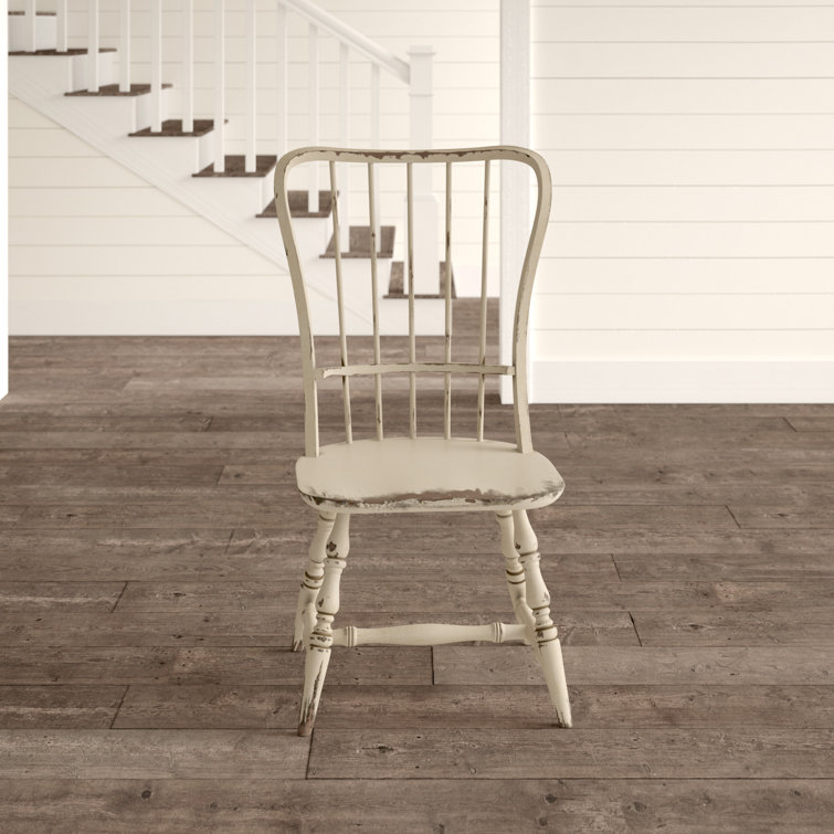 Antique White Windsor Slat Side Chair in Poplar and Birch