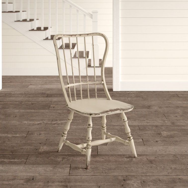 Antique White Windsor Slat Side Chair in Poplar and Birch