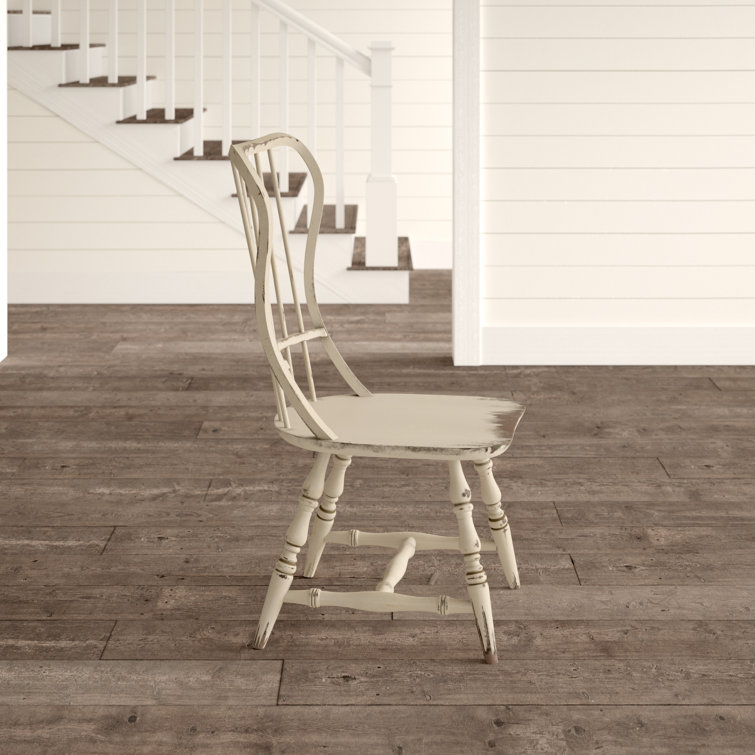 Antique White Windsor Slat Side Chair in Poplar and Birch