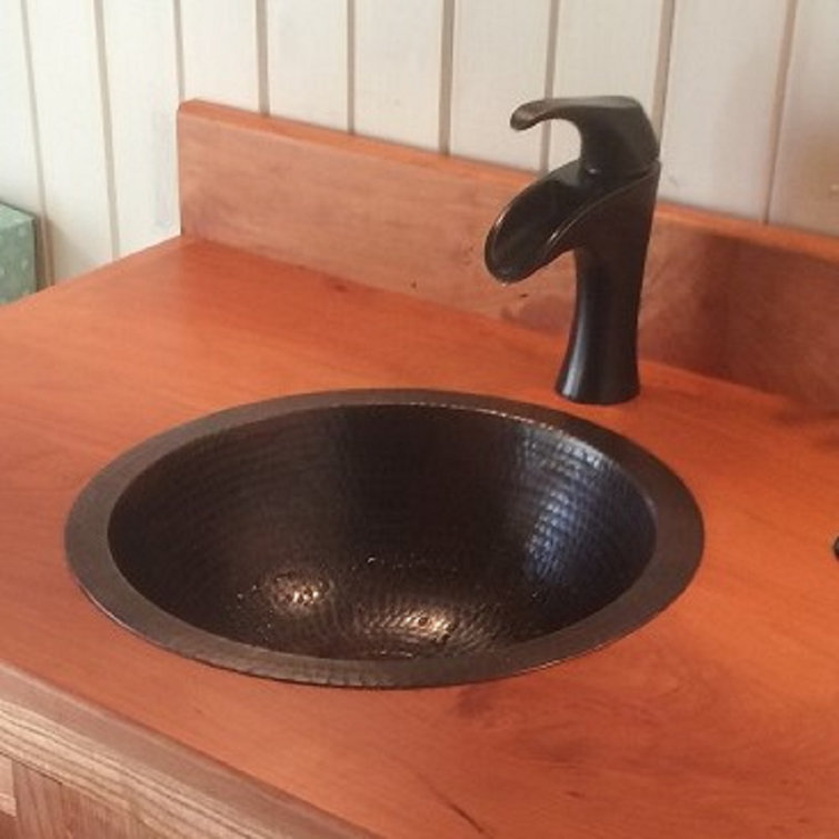 Hand Forged 15" Round Copper Hammered Bathroom Sink