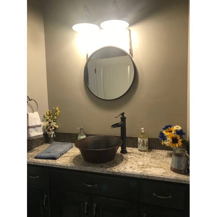15" Round Hand-Hammered Copper Above-Counter Bathroom Sink
