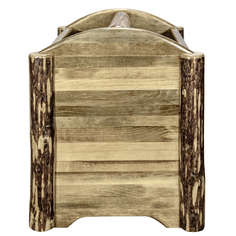Rustic Brown Wood Magazine Rack with Bear Design