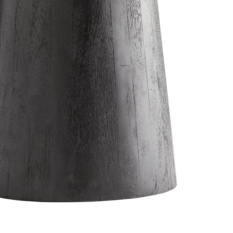 Round Gray Marble and Ebony Wood End Table