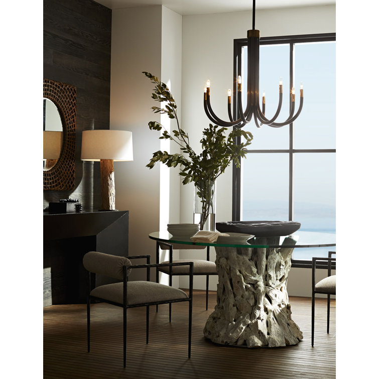Barbana Pewter Upholstered Armchair with Iron Frame