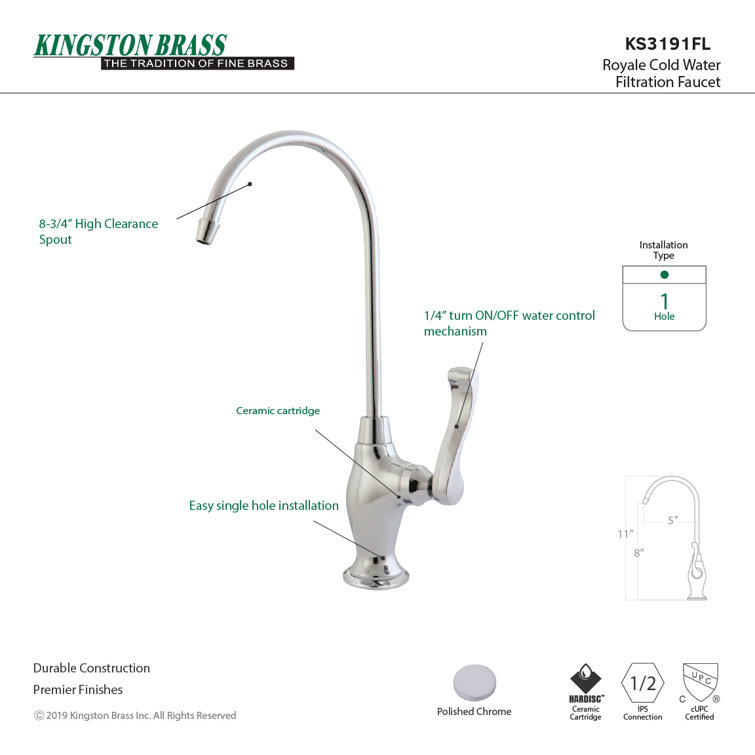 Polished Chrome Single Handle Water Filtration Faucet