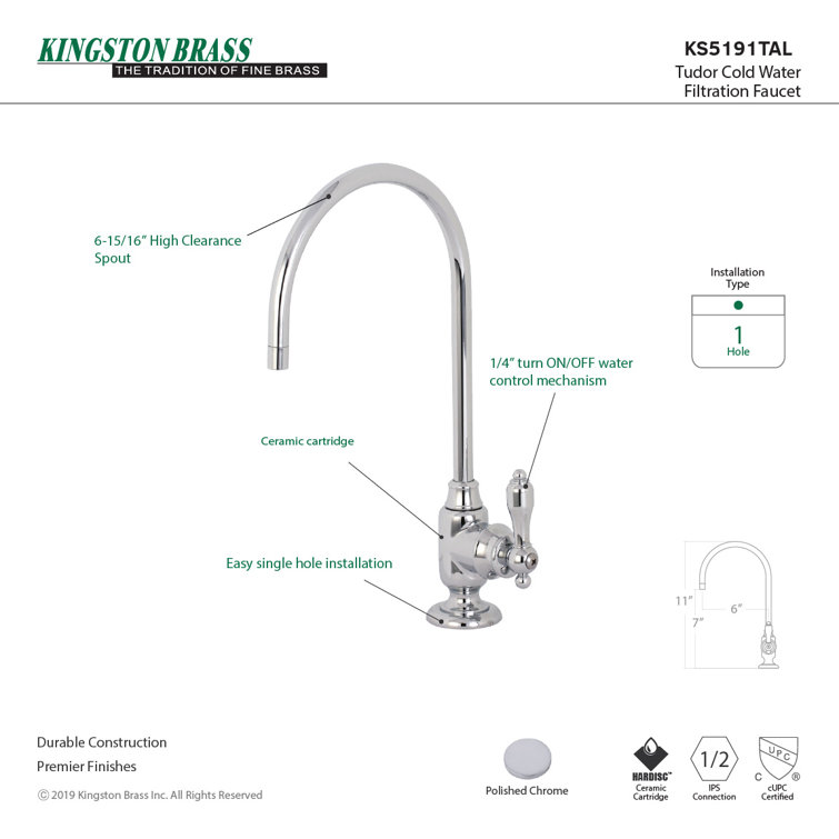 Polished Chrome Single-Handle Water Filtration Faucet