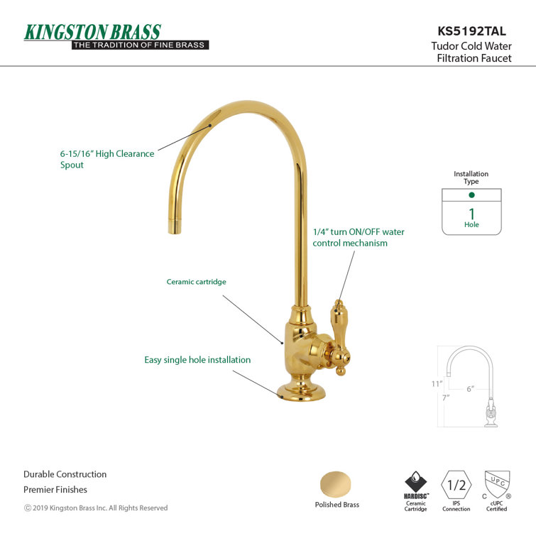Polished Brass Single-Handle Water Filtration Faucet