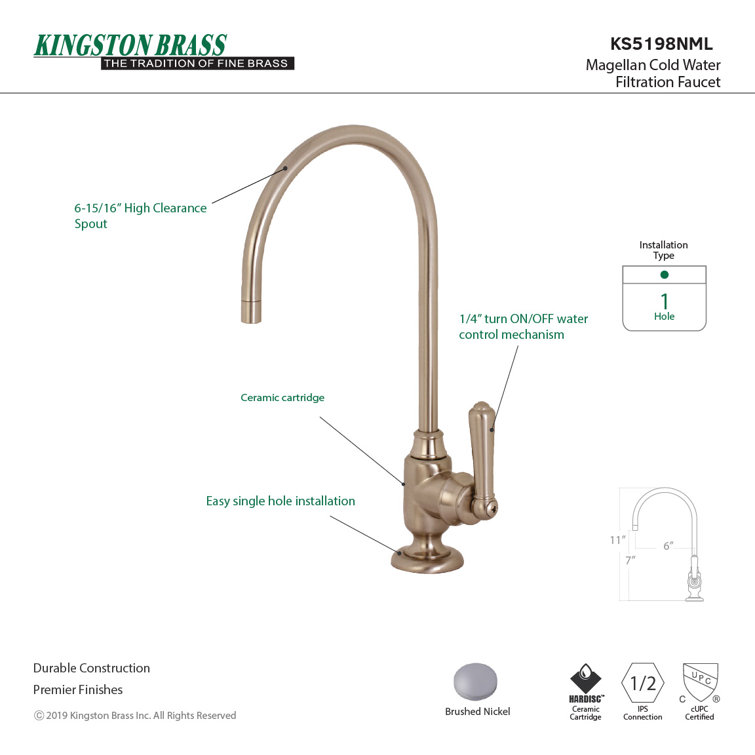 Brushed Nickel Single-Handle Water Filtration Faucet