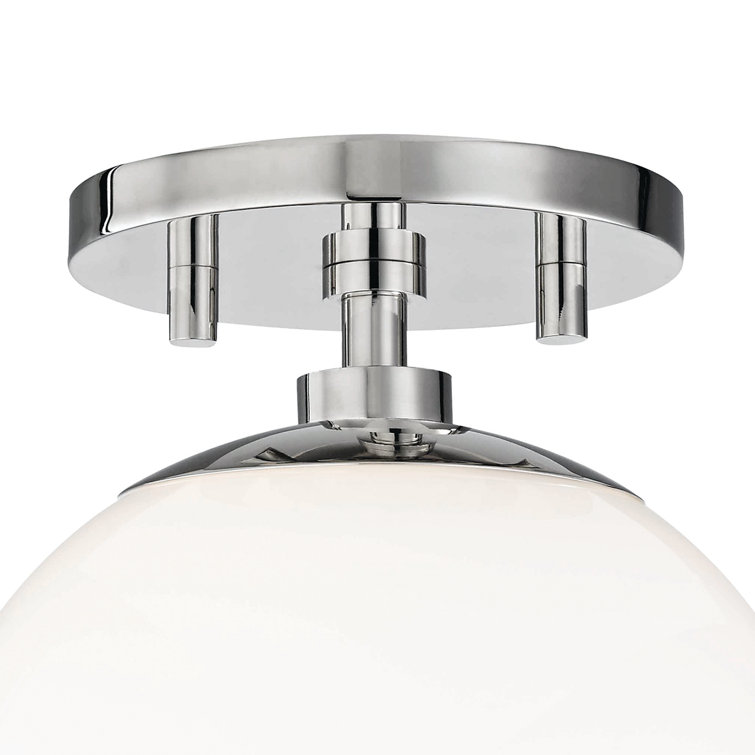 Luna Polished Nickel Glass Globe Semi Flush Mount Light