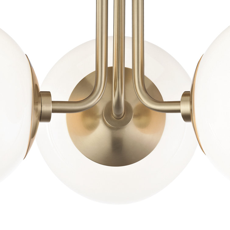 Luna Aged Brass 3-Light Frosted Glass Globe Semi Flush Mount
