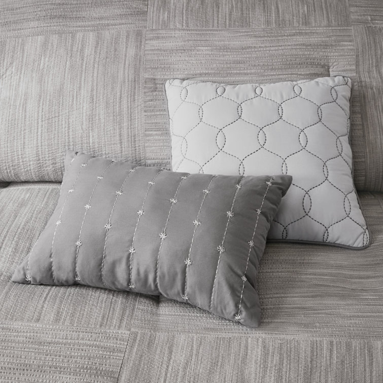 Gray California King 7-Piece Seersucker Comforter Set