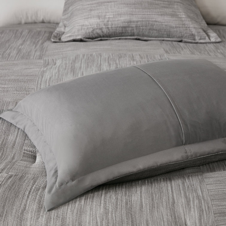 Gray California King 7-Piece Seersucker Comforter Set