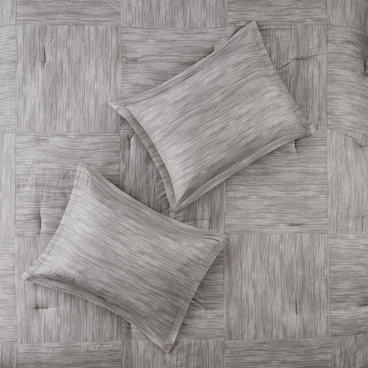 Gray California King 7-Piece Seersucker Comforter Set