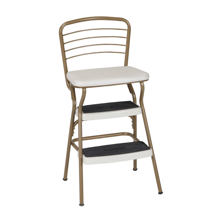 Gold and Cream Steel Foldable 2-Step Chair