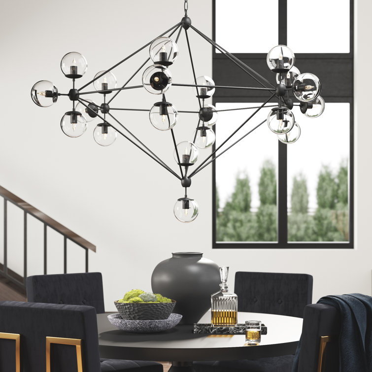 Antique Brass 20-Light Geometric Chandelier