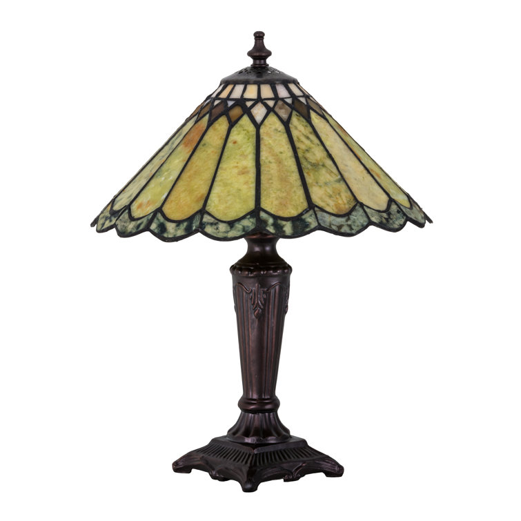 Moss Green Jadestone 15.5" Accent Lamp with Mahogany Bronze Base