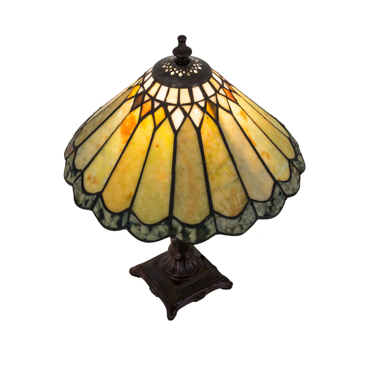 Moss Green Jadestone 15.5" Accent Lamp with Mahogany Bronze Base