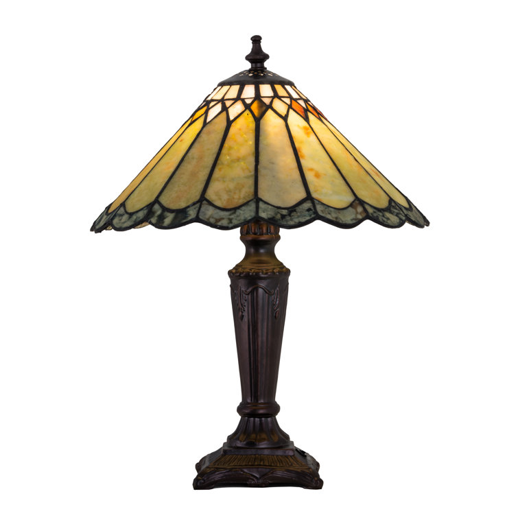 Moss Green Jadestone 15.5" Accent Lamp with Mahogany Bronze Base