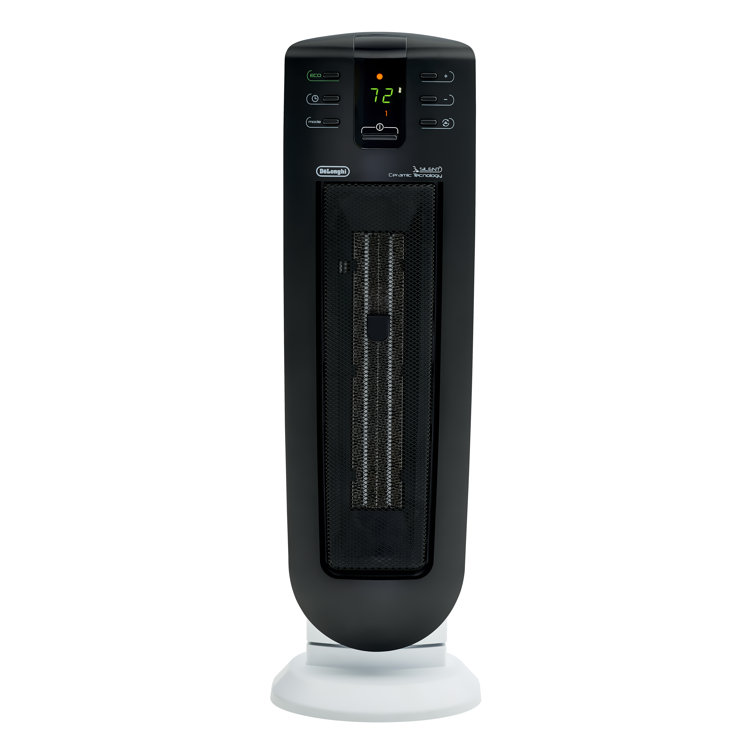 De'Longhi Black Ceramic Tower Heater with Thermostat and Auto Shut-off