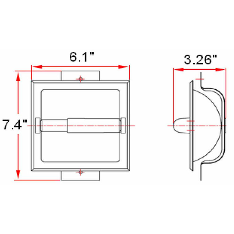 Satin Nickel Recessed Toilet Paper Holder with Plastic Bar