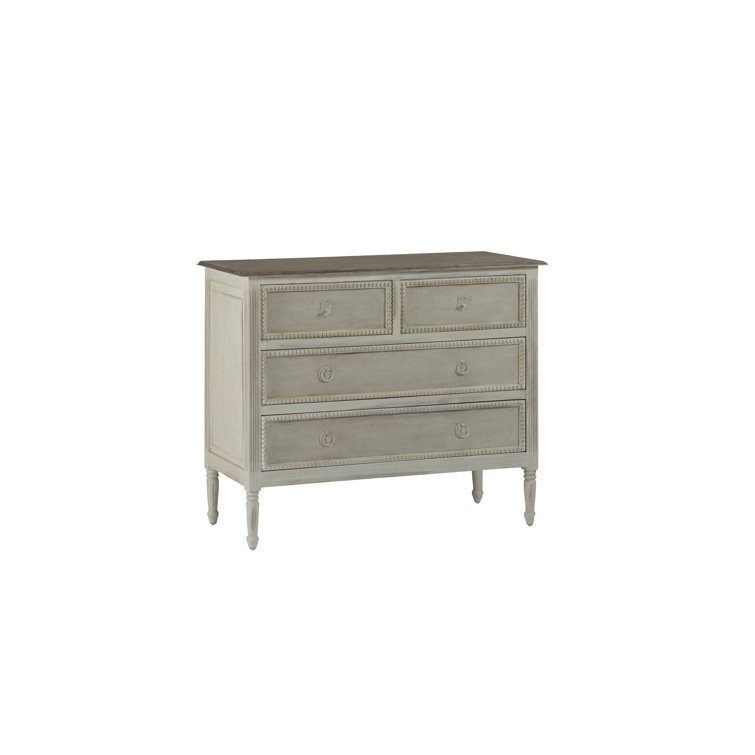 Caroline Coastal Gray & White Mahogany 4-Drawer Chest