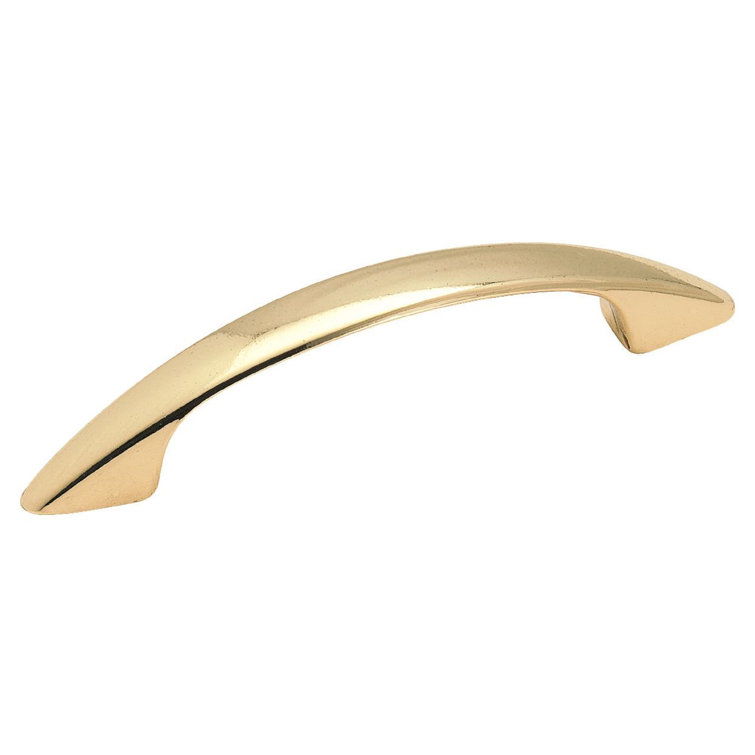 Polished Brass 3-Inch Modern Cabinet Pull with Mounting Hardware