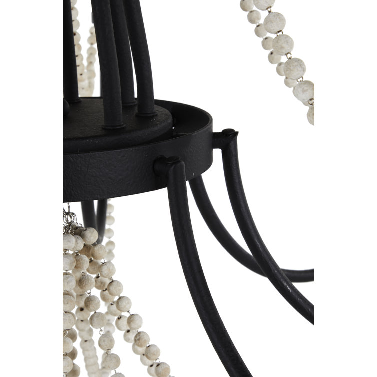 Rustic Black Beaded 8-Light Empire Chandelier with Wax Drip Detail