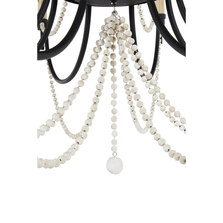 Rustic Black Beaded 8-Light Empire Chandelier with Wax Drip Detail