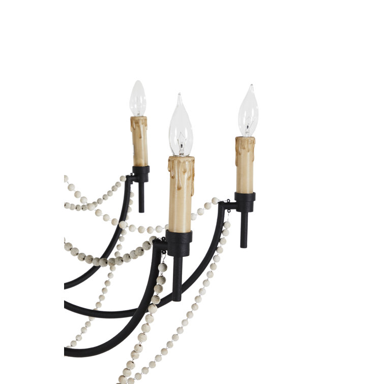 Rustic Black Beaded 8-Light Empire Chandelier with Wax Drip Detail