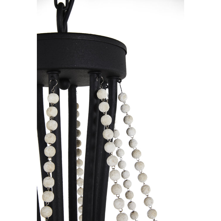 Rustic Black Beaded 8-Light Empire Chandelier with Wax Drip Detail