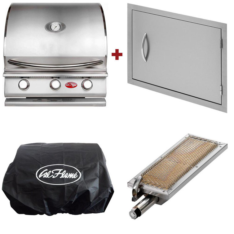 Stainless Steel 24'' Built-in 3-Burner Propane Gas Grill