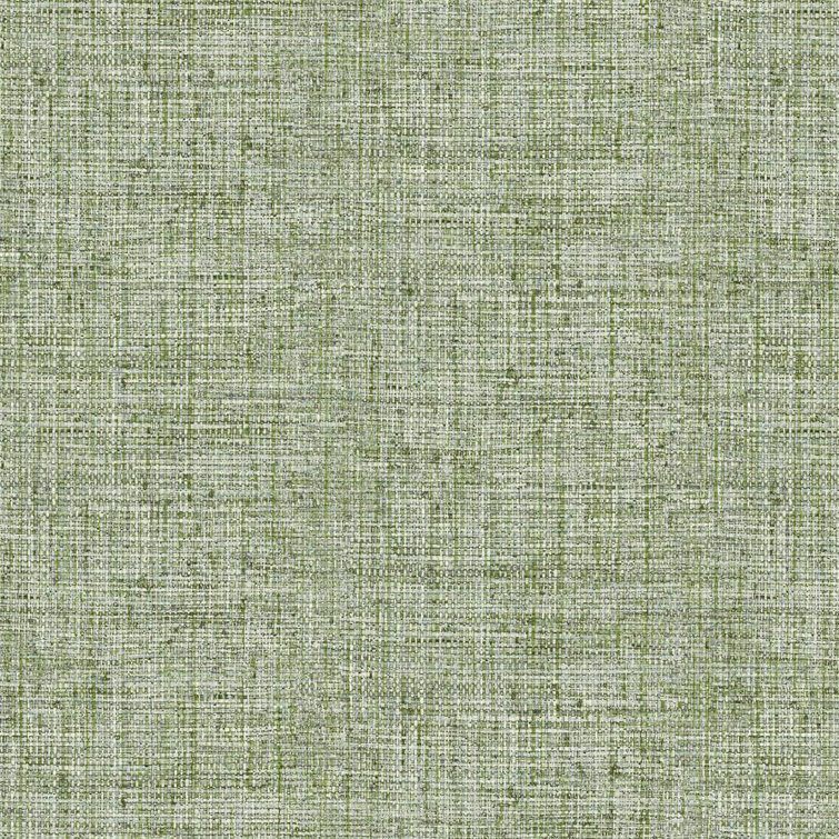 Green Grasscloth Textured Pre-Pasted Wallpaper