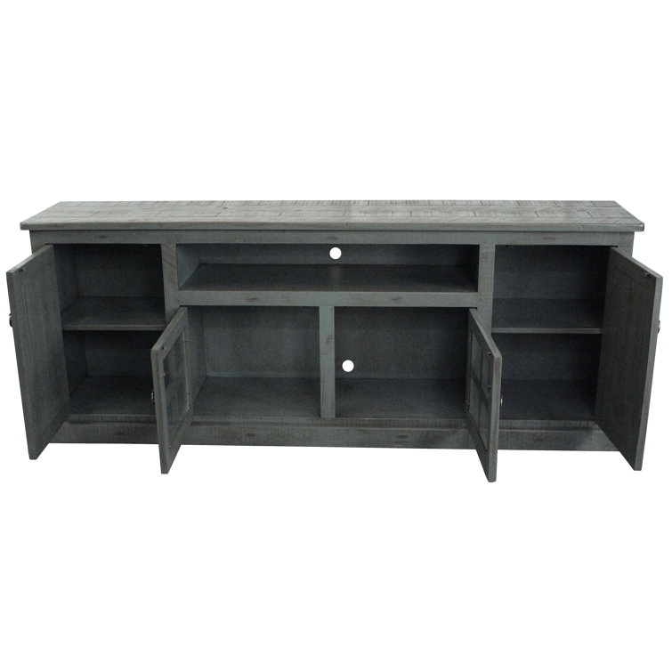 Rustic Green Birch and Poplar TV Stand with Cabinets
