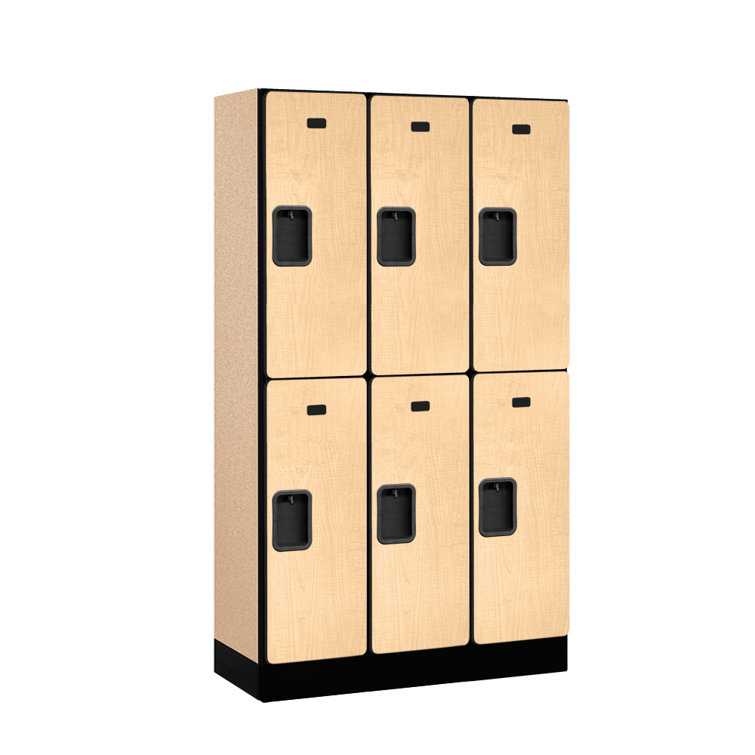 Maple Double Tier Lockable Wood Locker Unit