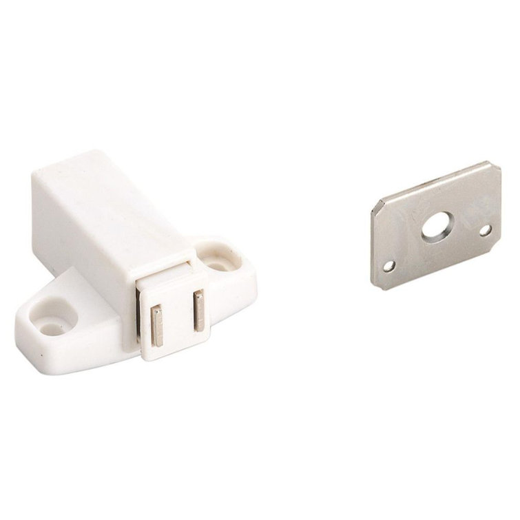 White Steel Magnetic Touch Cabinet Latch with Strike