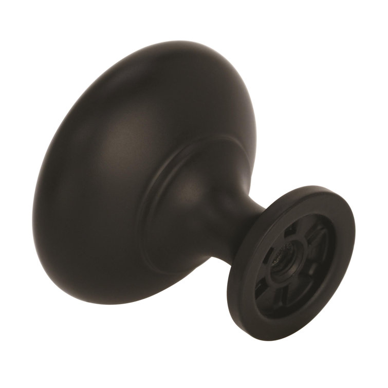 Matte Black Round Cabinet Knob with Mounting Hardware
