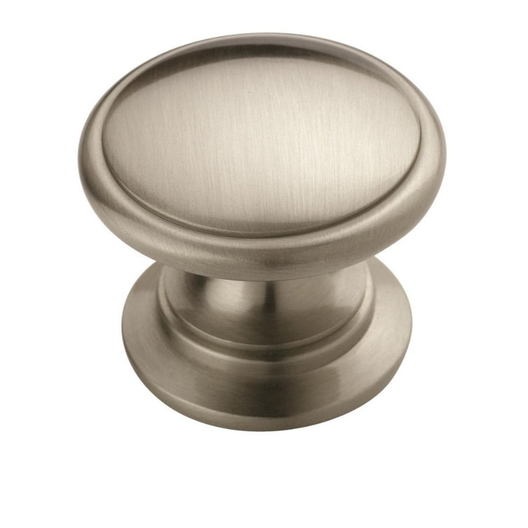 Brushed Nickel Round Cabinet Knob with Mounting Hardware