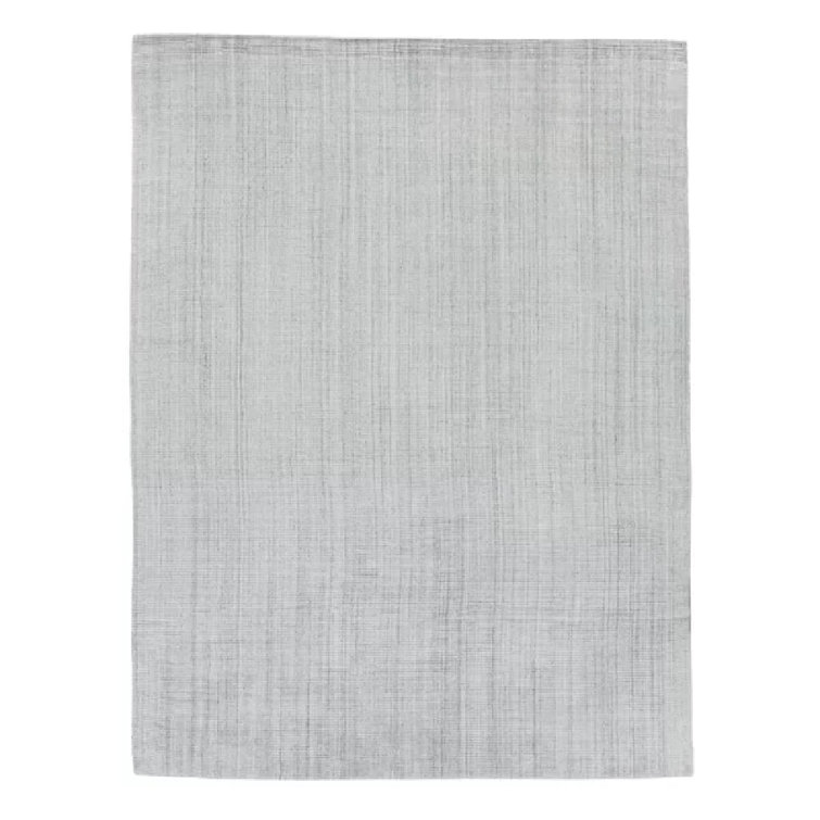 Handmade Gray Wool-Viscose Blend 9' x 12' Rectangular Rug